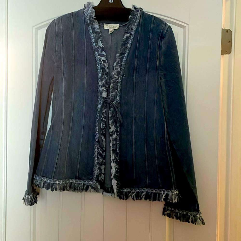 Beautiful St John Denim Jacket …fringe trim